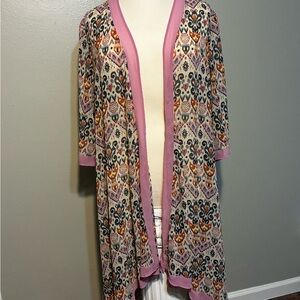 Patterned Open-Front Cardigan